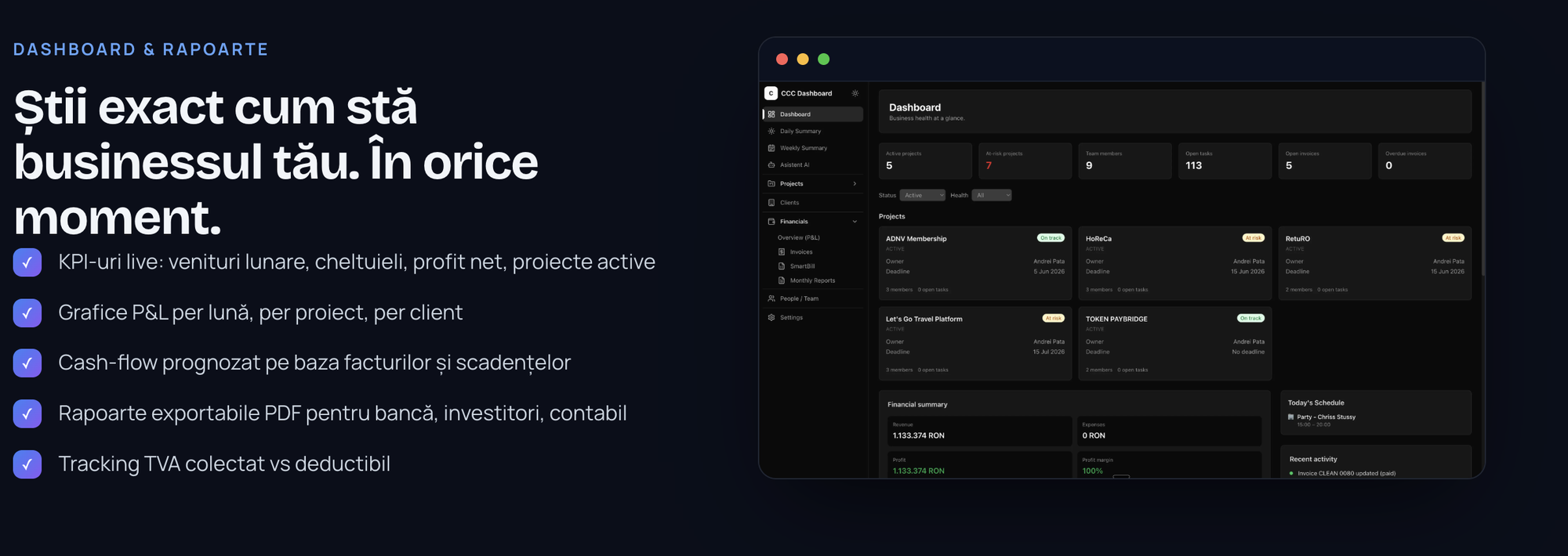 Dashboard & Rapoarte - tot businessul într-o privire