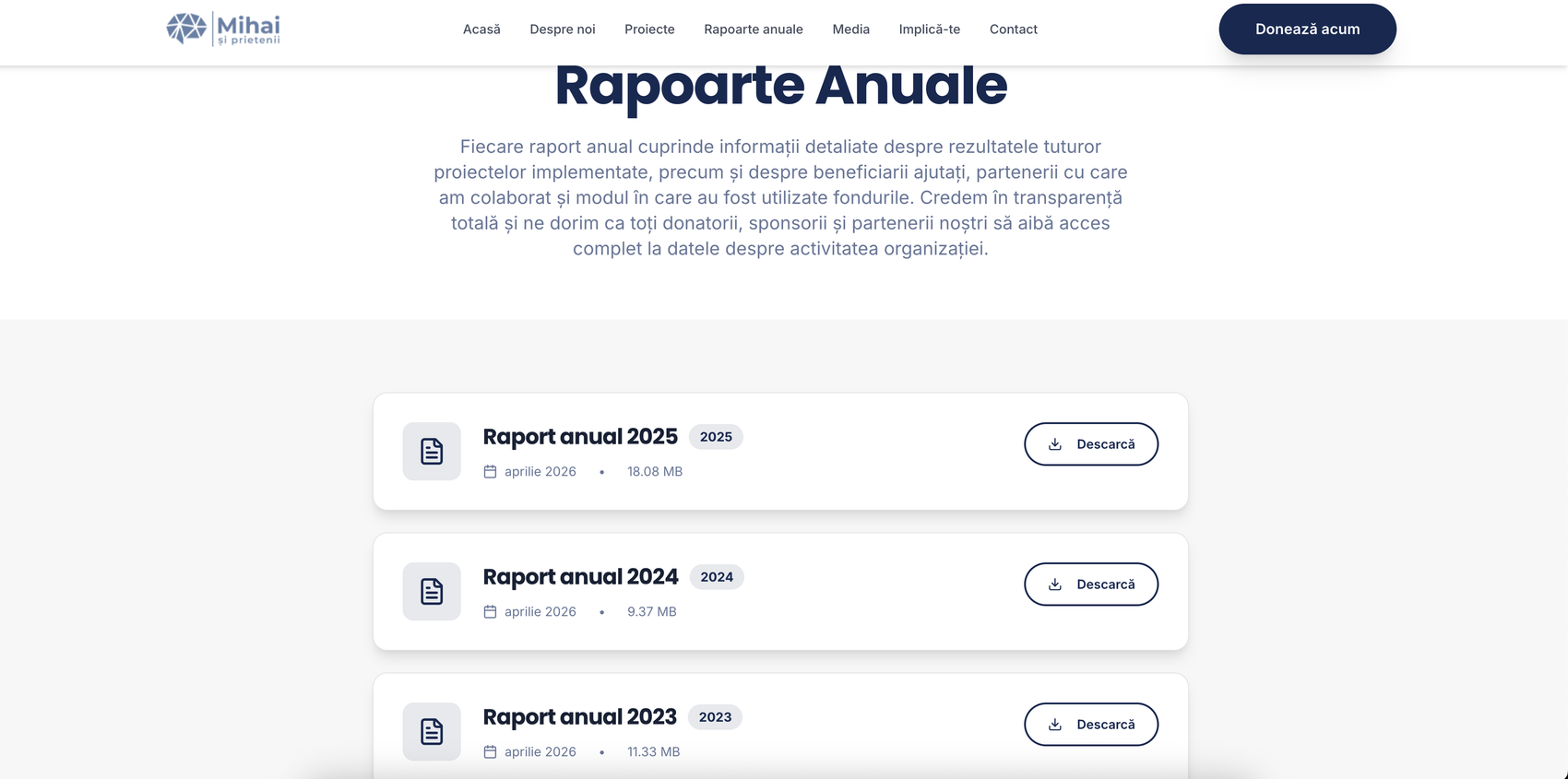 Transparență & Rapoarte Anuale